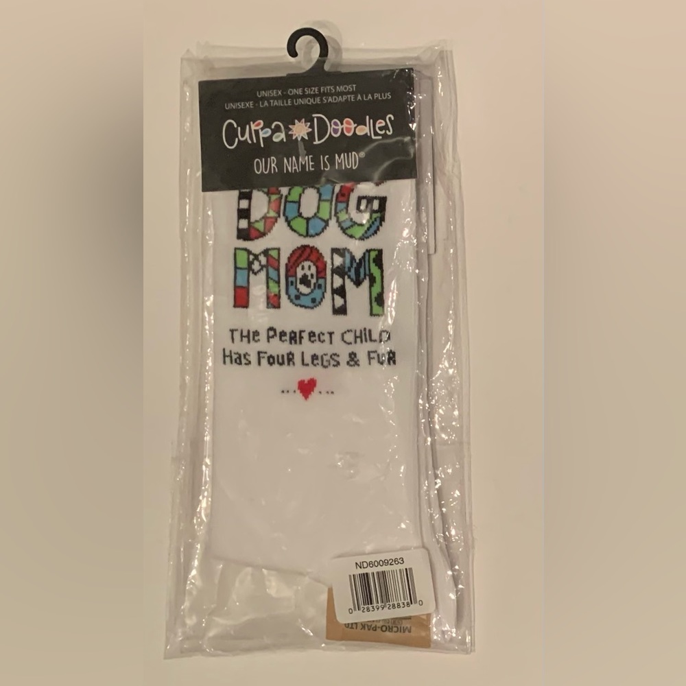 Dog Mom Socks Our Name is Mud Enesco White